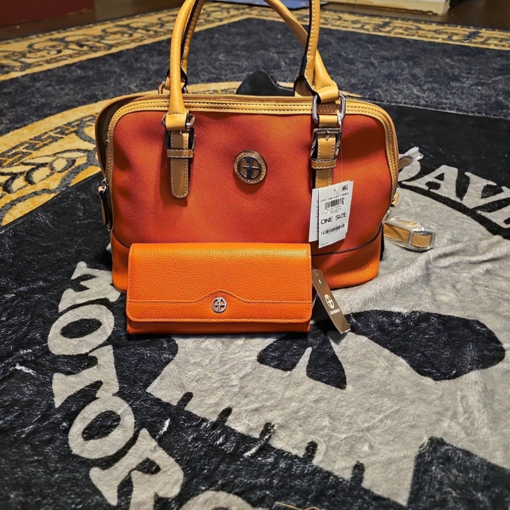 Orange Handbag and Wallet Set